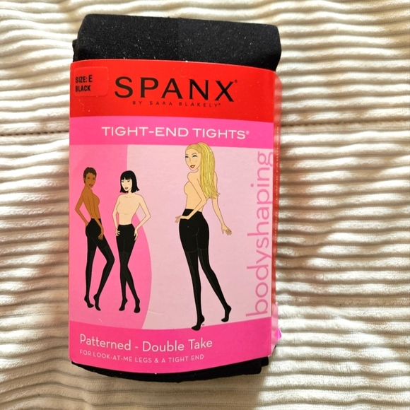 SPANX Black Patterned Tight-End Tights Size E - Picture 1 of 4